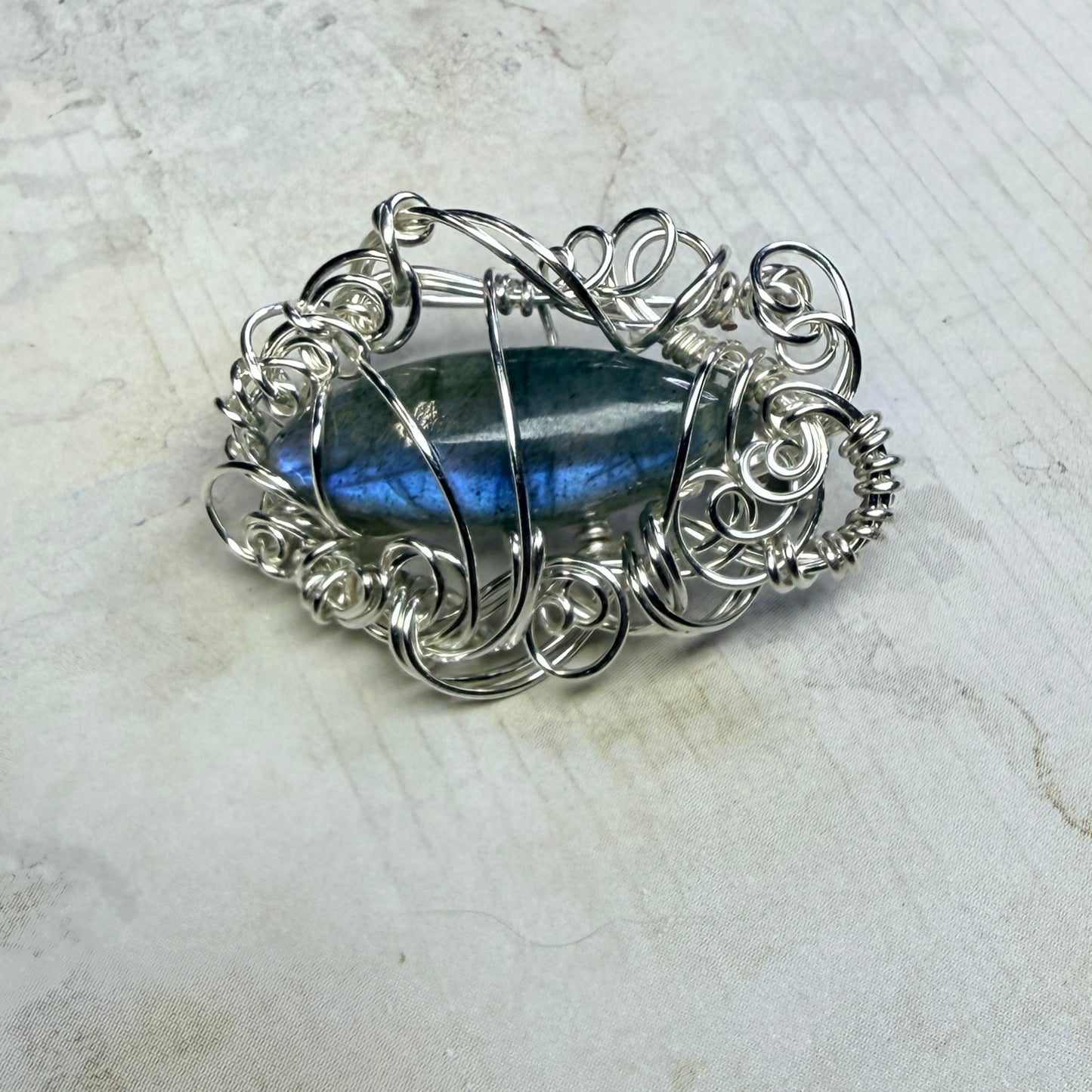 Labradorite broach - blue