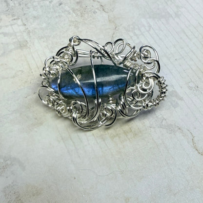 Labradorite broach - blue