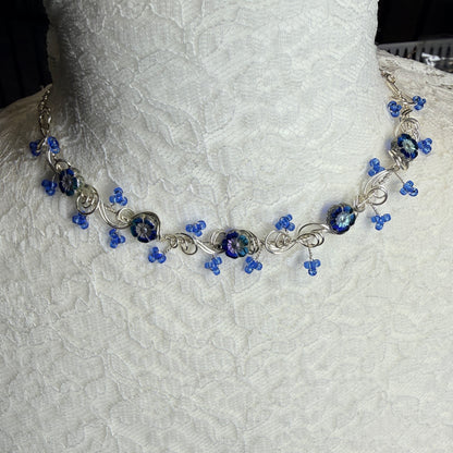 under summer skies: blue floral necklace