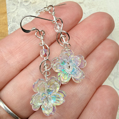 under summer skies: clear flower earrings