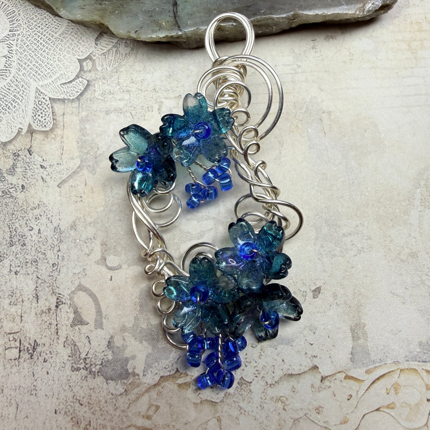 under summer skies: blue floral pendant