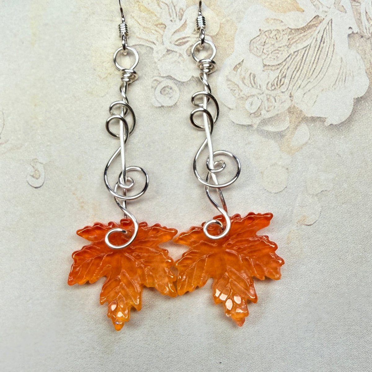 on autumn winds: orange leaf earrings