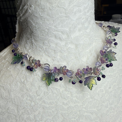 on autumn winds: green & purple necklace