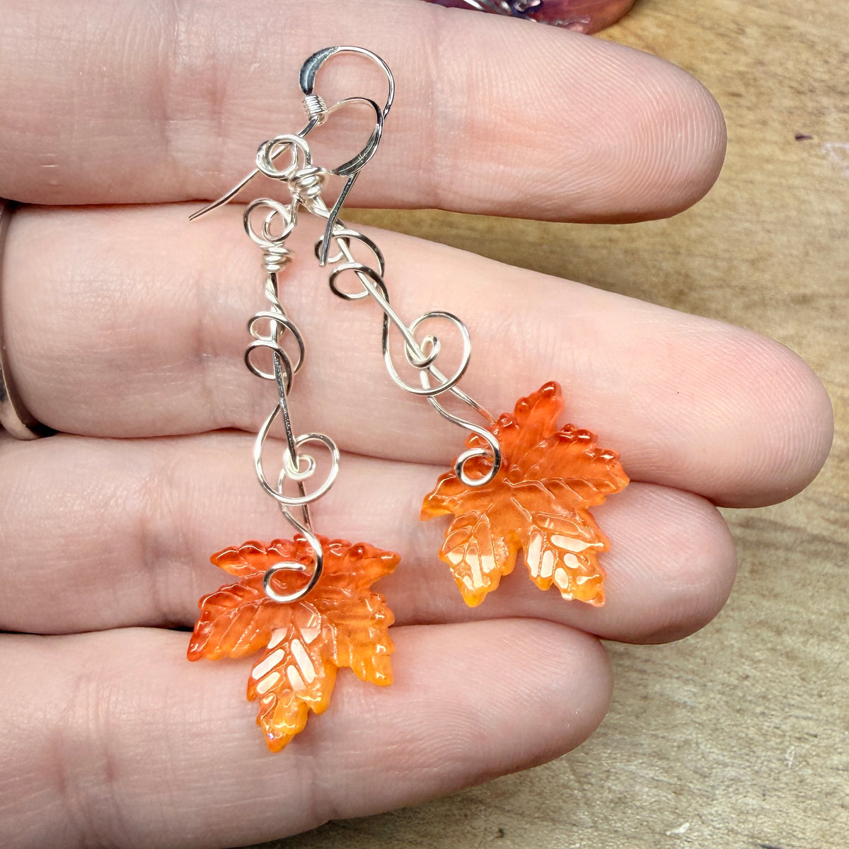 on autumn winds: orange leaf earrings