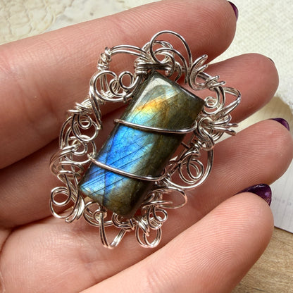 Labradorite broach - rectangle