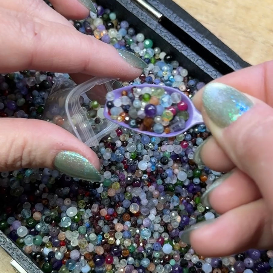 what is this, a scoop for ants? (tiny gemstone bead scoops)