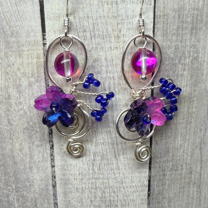 under summer skies: pink and blue floral earrings