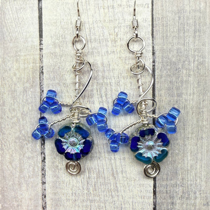 under summer skies: blue floral earrings