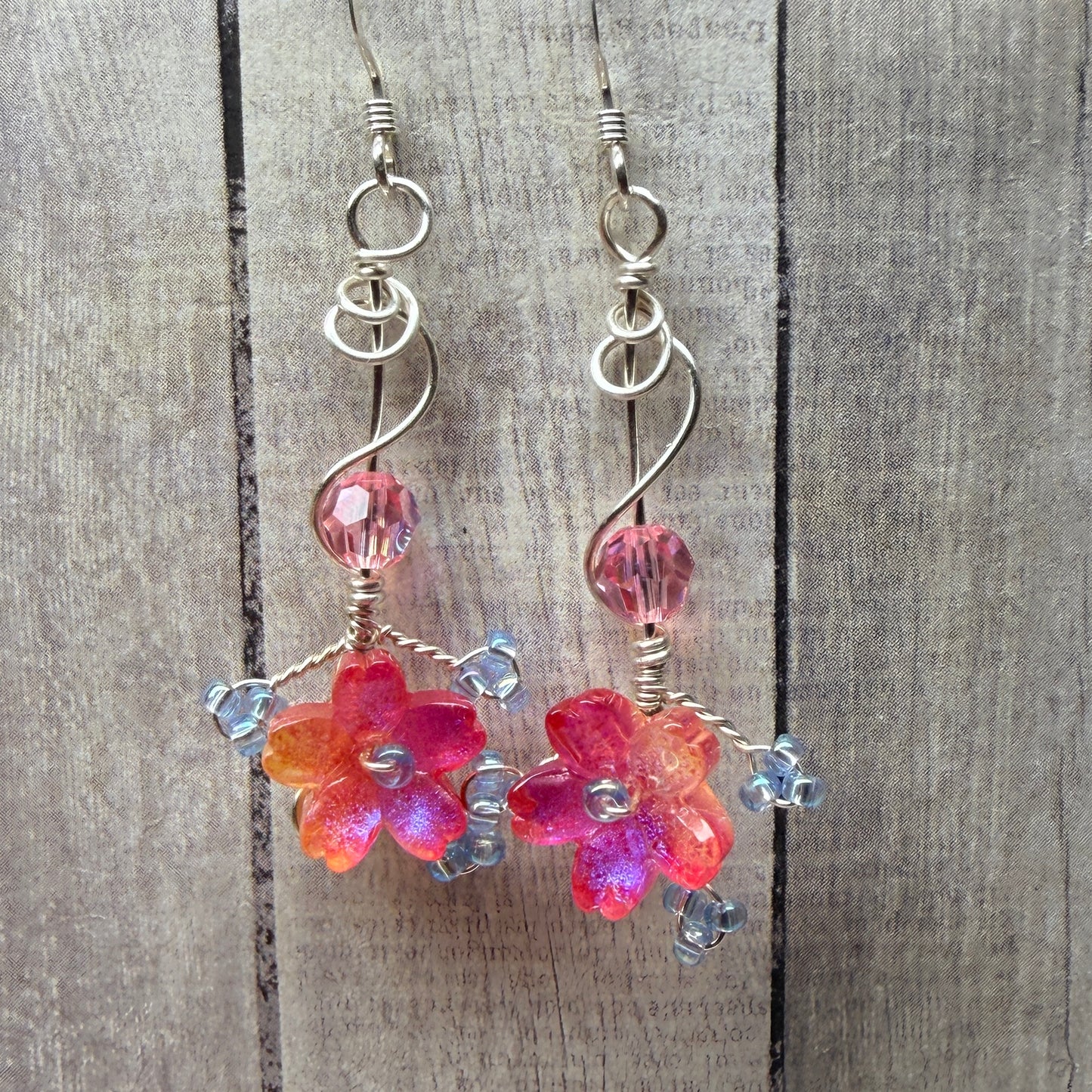 under summer skies: red floral earrings
