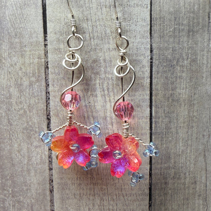 under summer skies: red floral earrings