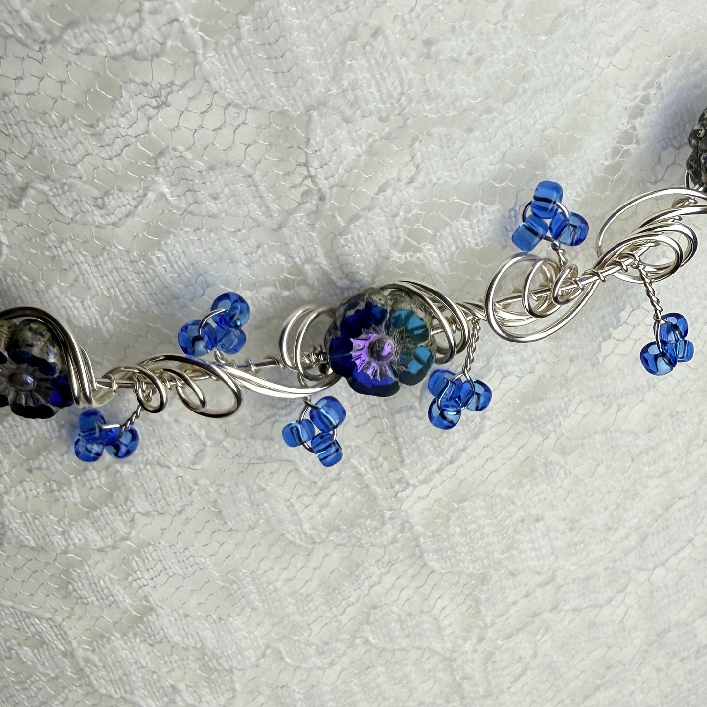 under summer skies: blue floral necklace