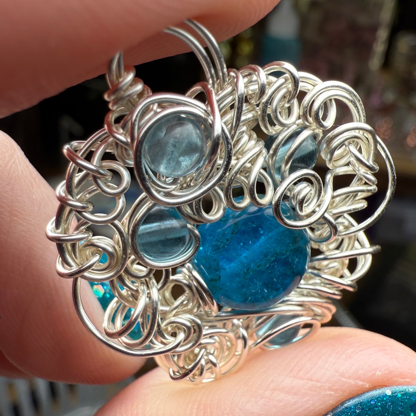 on the turning tide -  apatite & fluorite pendant