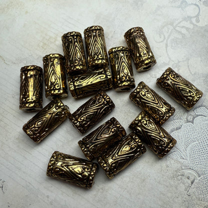 Vintage Metallic Gold Tube Beads