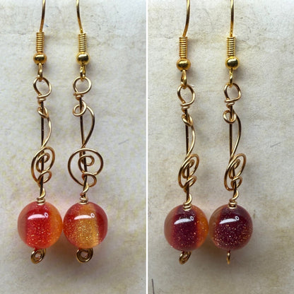 Color-changing sunset earrings - your choice of bright silver or harvest gold wire