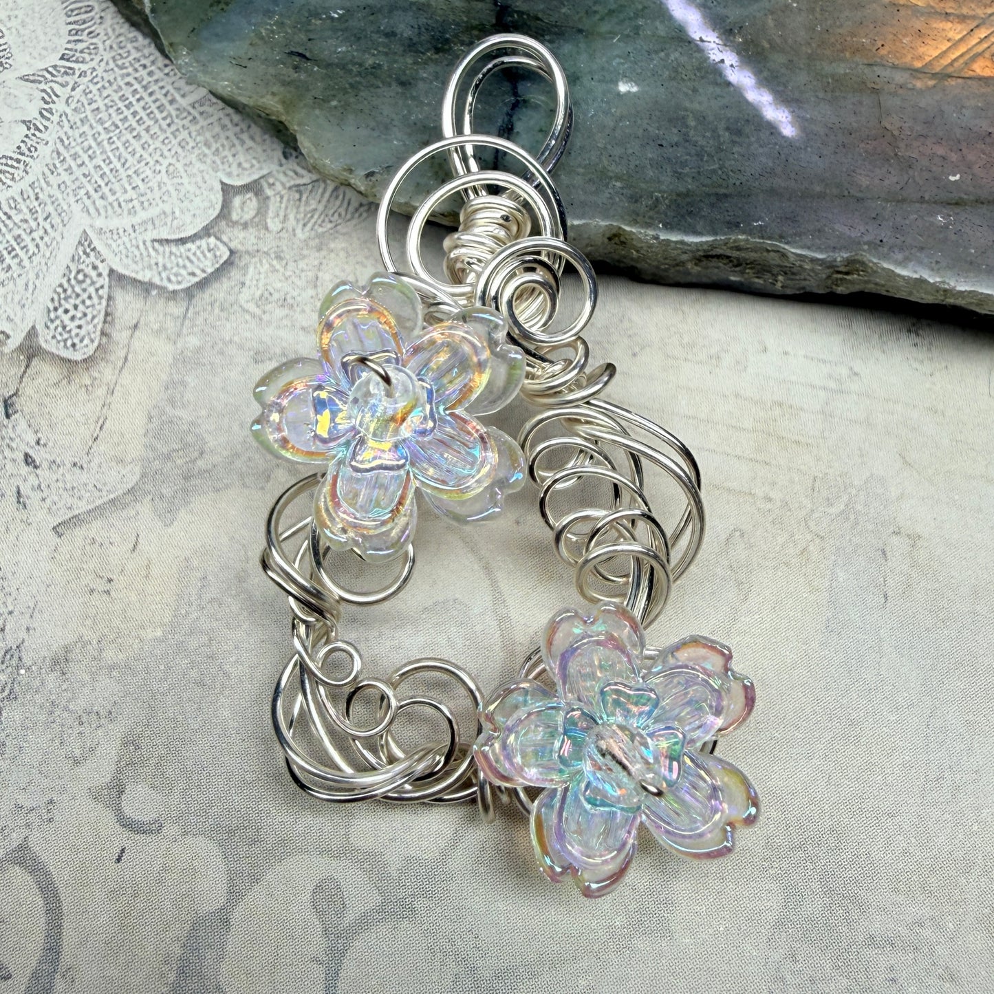 under summer skies: clear floral pendant #1
