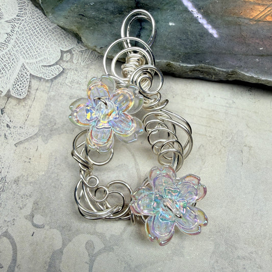 under summer skies: clear floral pendant #1