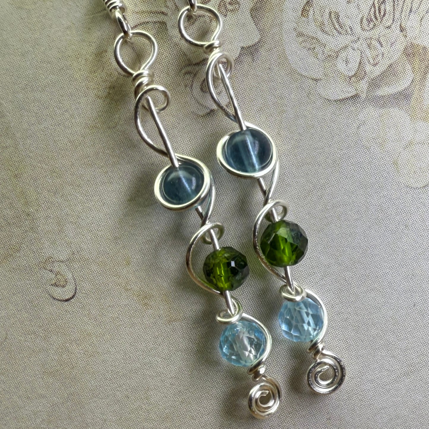 Fluorite/Diopside/Topaz earrings