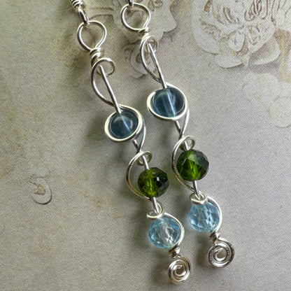 Fluorite/Diopside/Topaz earrings