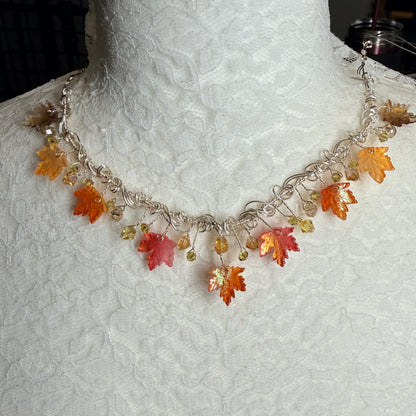 on autumn winds: red and orange necklace
