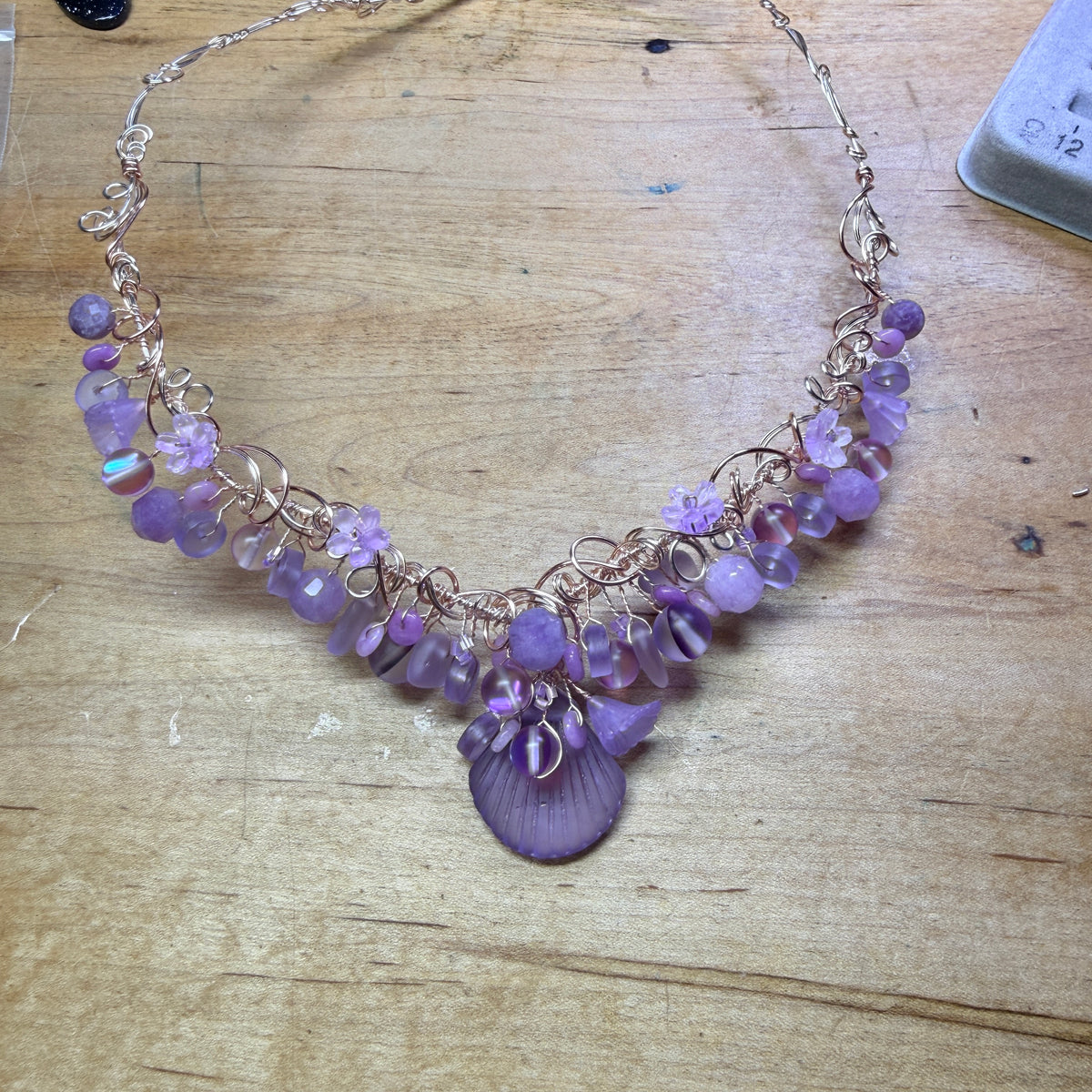 Lilac cascade and Blue John pendants/pins