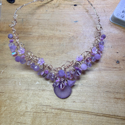 Lilac cascade and Blue John pendants/pins