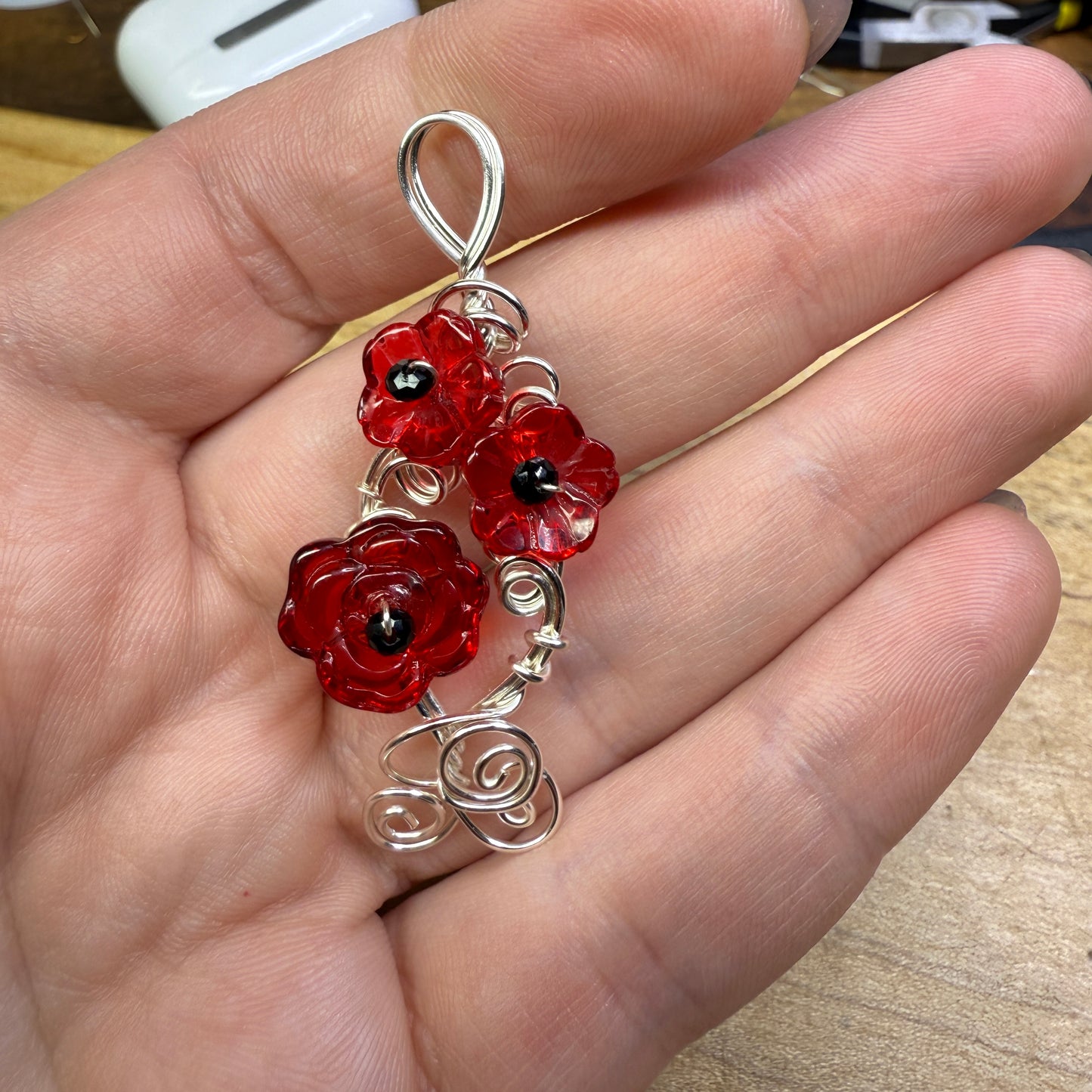 Custom poppy pendant