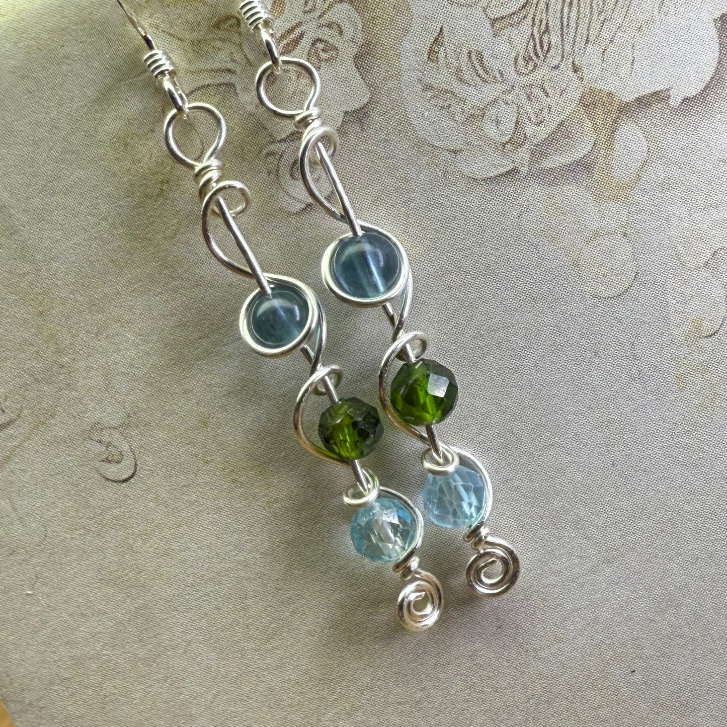Fluorite/Diopside/Topaz earrings