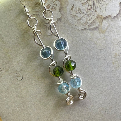 Fluorite/Diopside/Topaz earrings