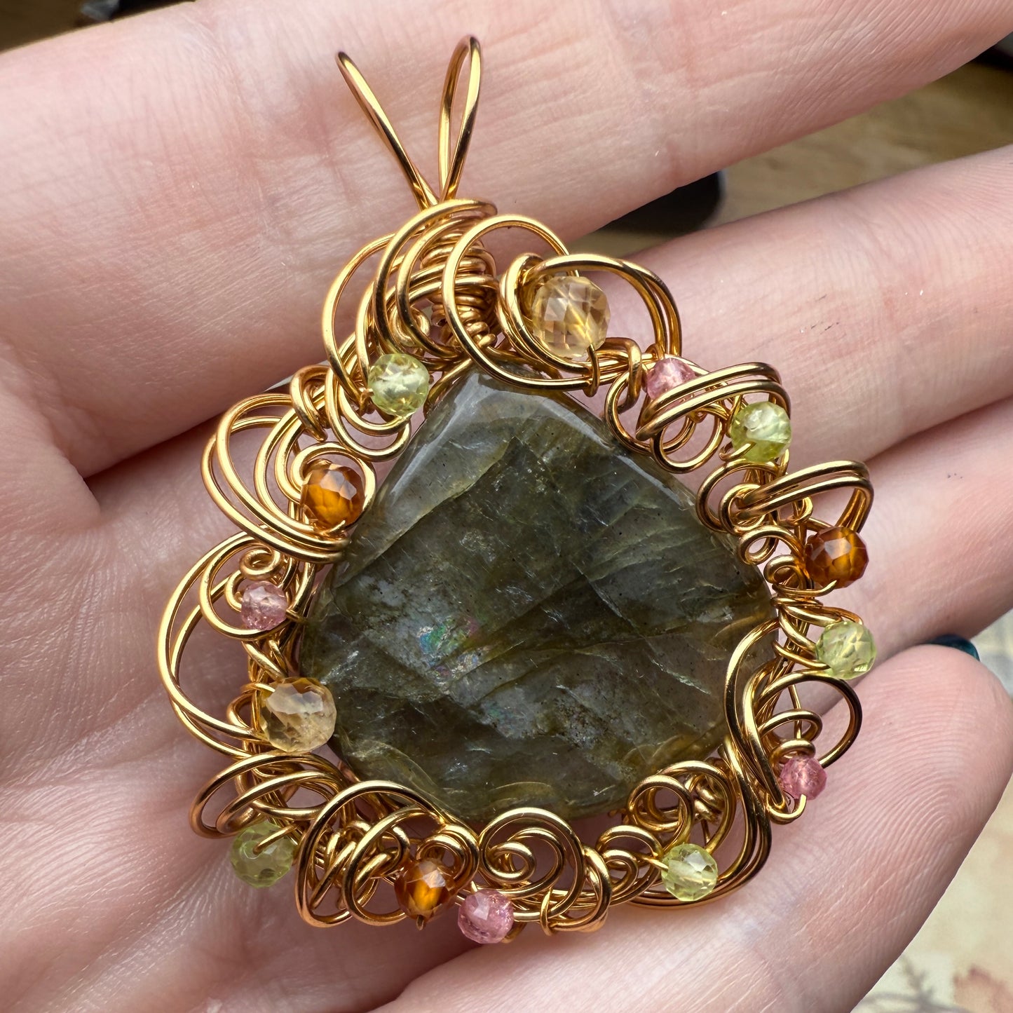 in the waiting woods - labradorite teardrop pendant