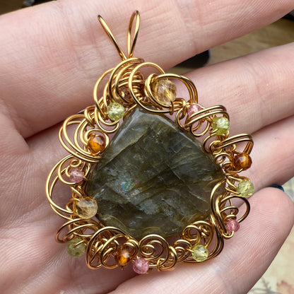 in the waiting woods - labradorite teardrop pendant