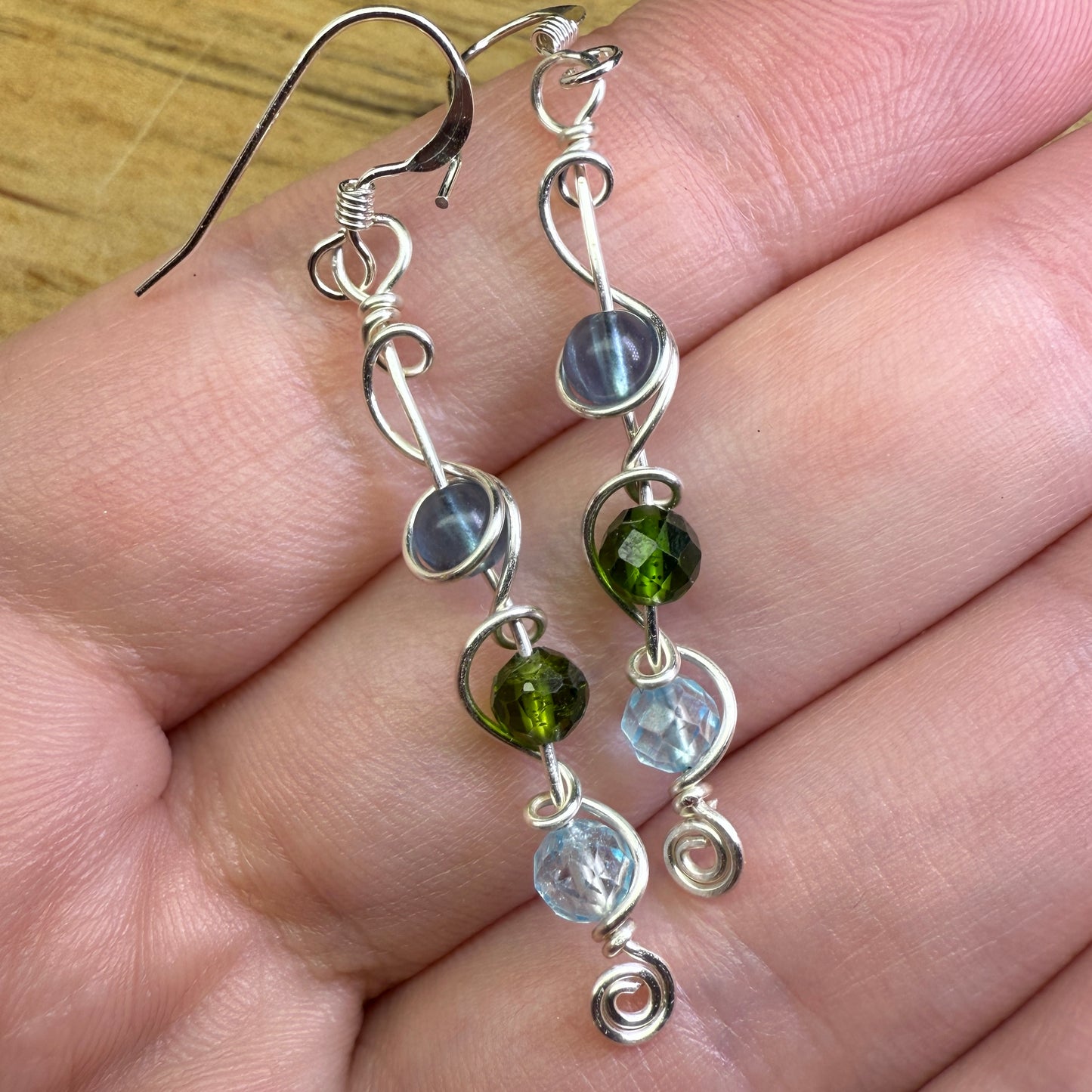Fluorite/Diopside/Topaz earrings