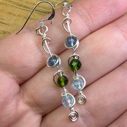 Fluorite/Diopside/Topaz earrings