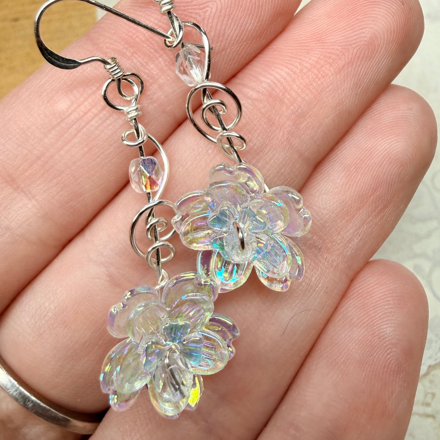 under summer skies: clear flower earrings