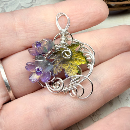 on autumn winds: purple and green pendant