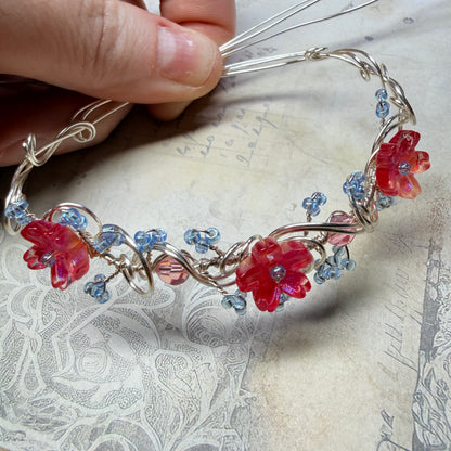 under summer skies: red floral bracelet #3