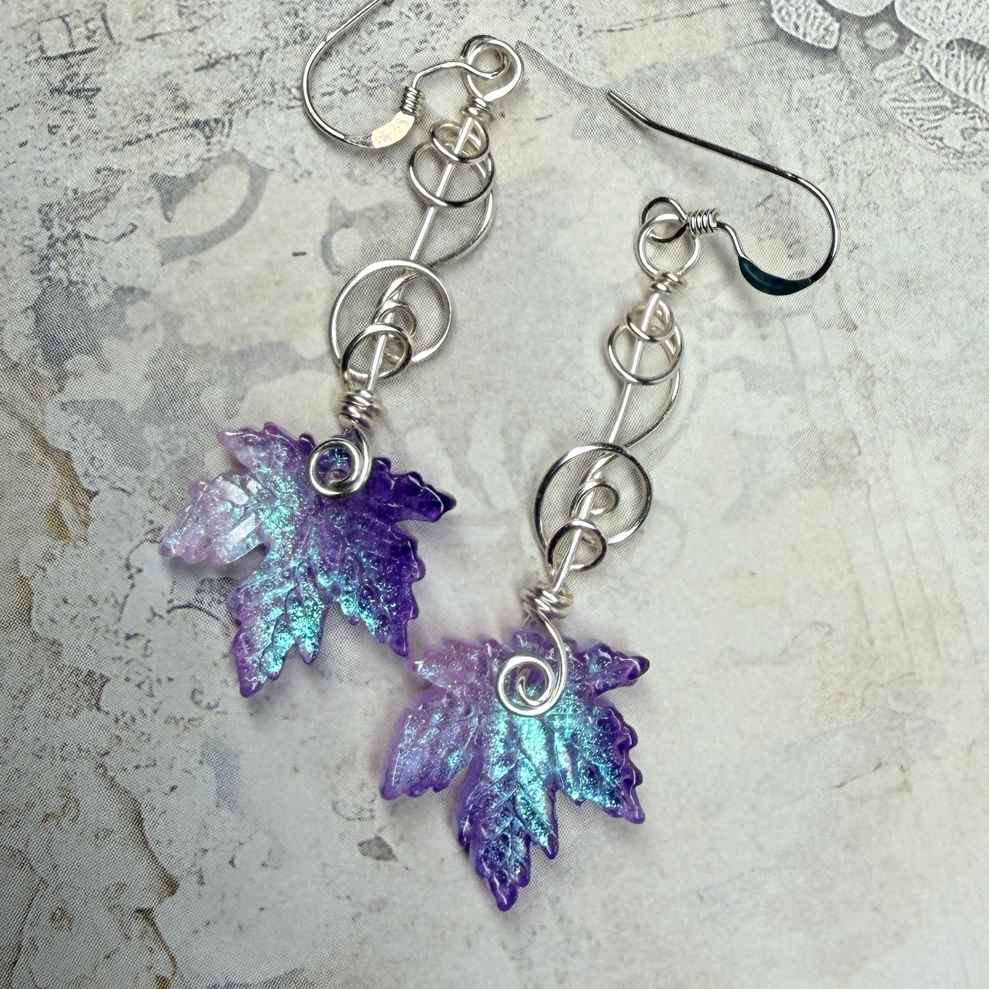 under summer skies: purple leaf earrings