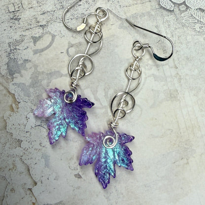 under summer skies: purple leaf earrings