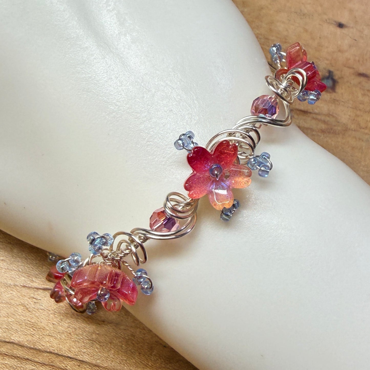 under summer skies: red floral bracelet #2