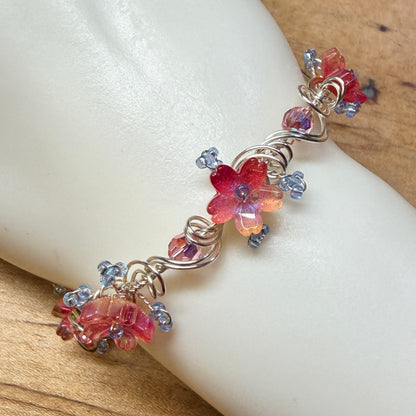 under summer skies: red floral bracelet #2