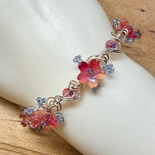 under summer skies: red floral bracelet #2