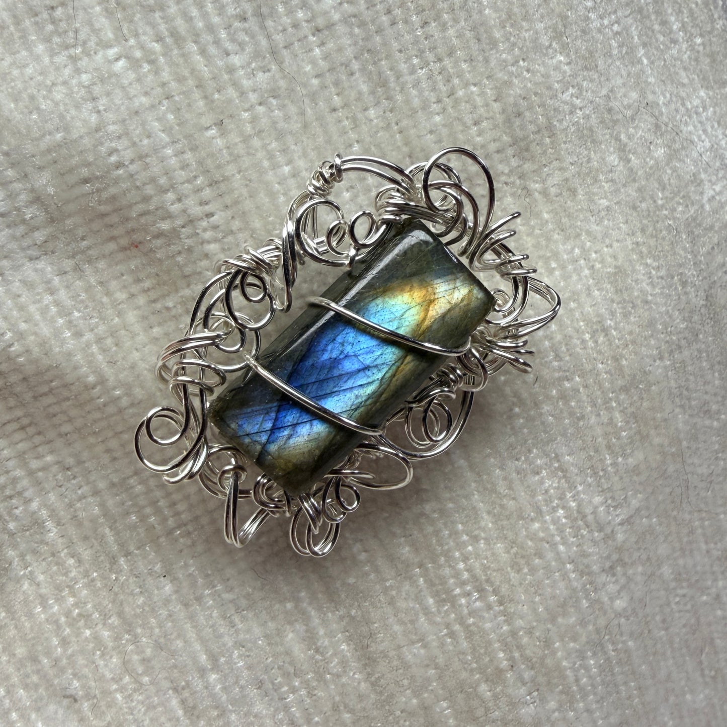 Labradorite broach - rectangle