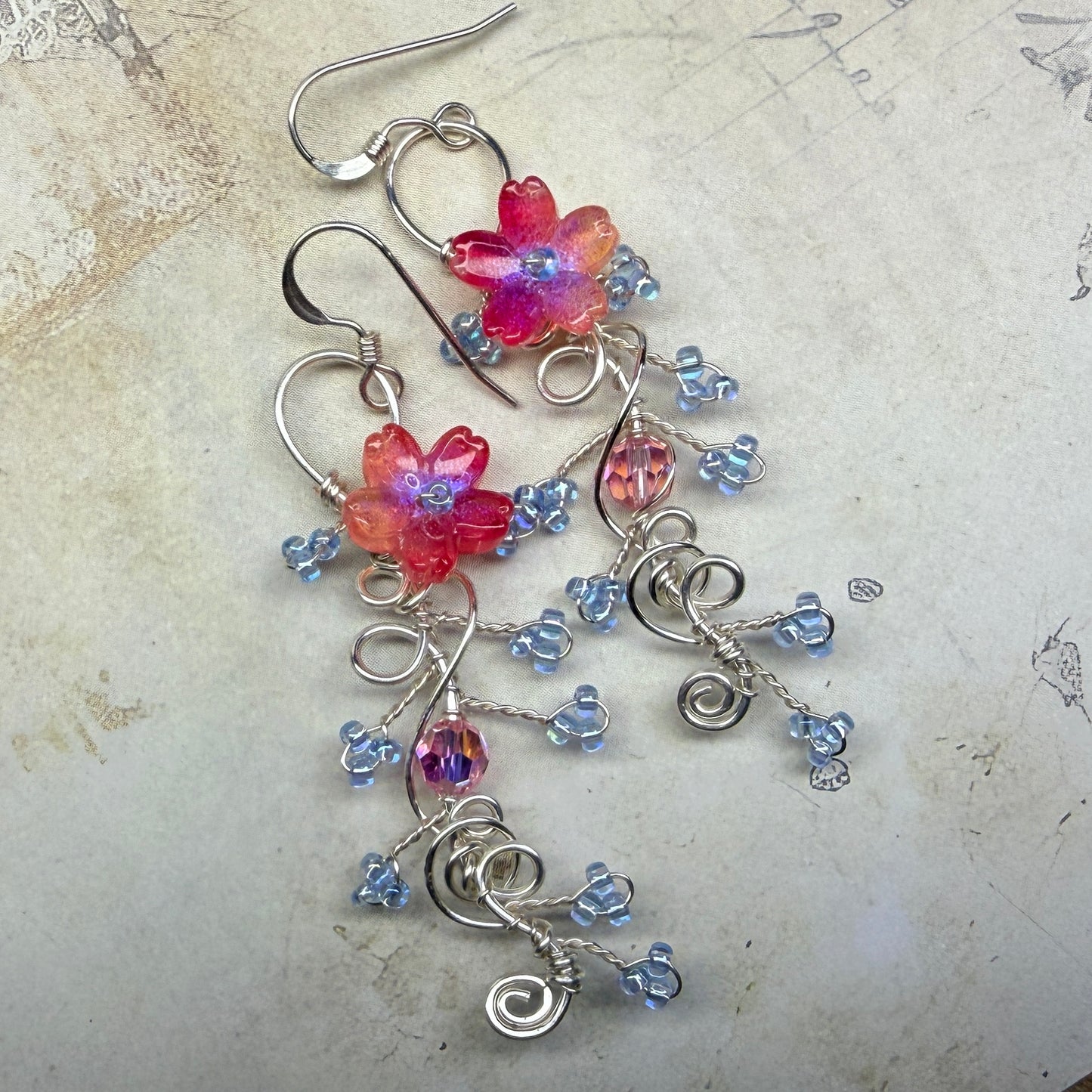 under summer skies: red floral earrings #2