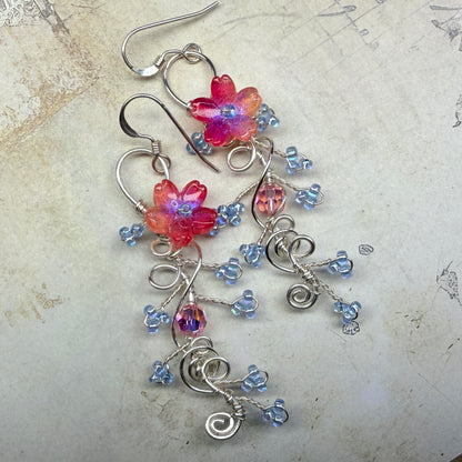 under summer skies: red floral earrings #2