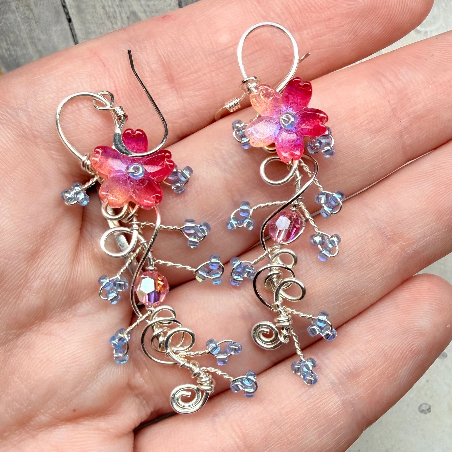 under summer skies: red floral earrings #2