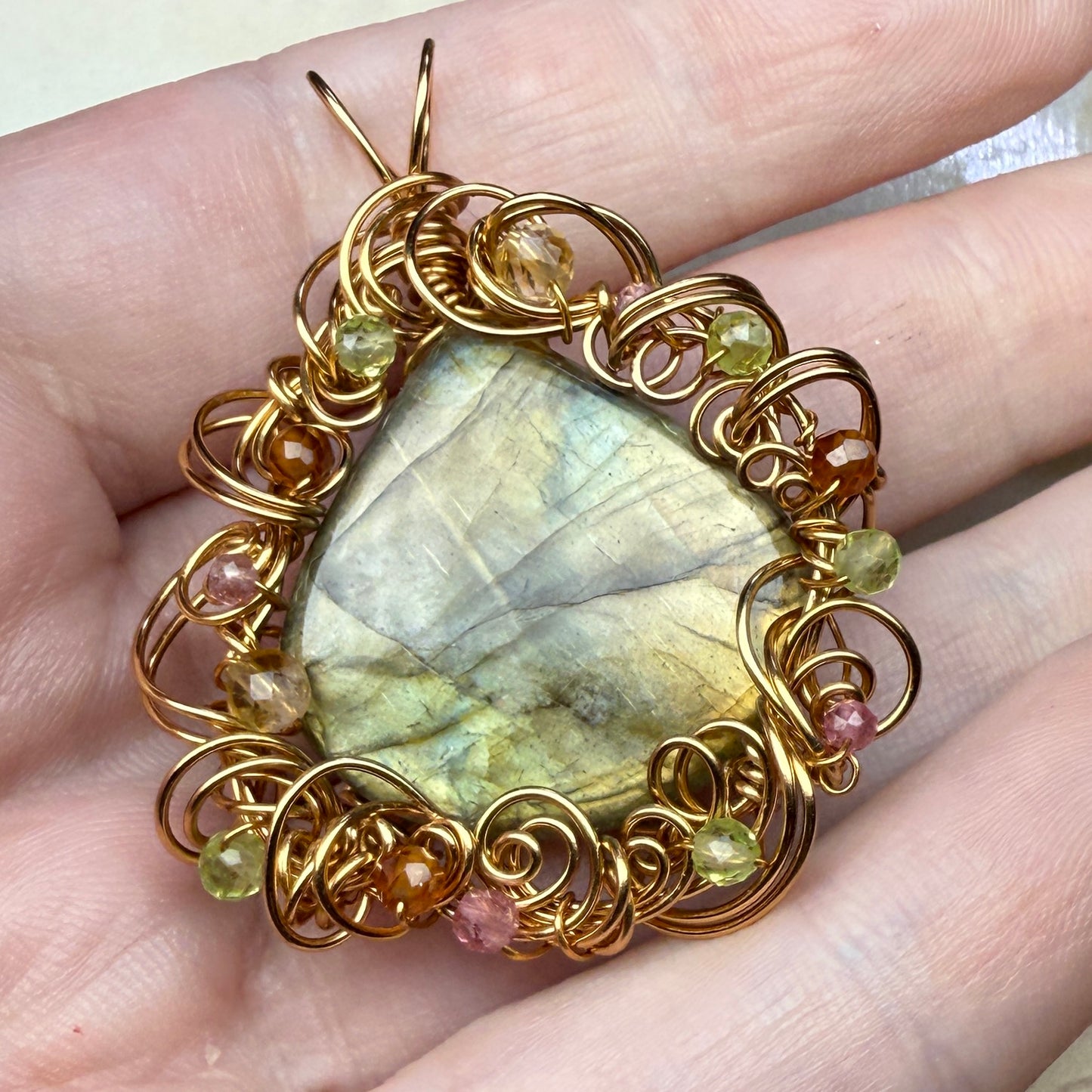 in the waiting woods - labradorite teardrop pendant