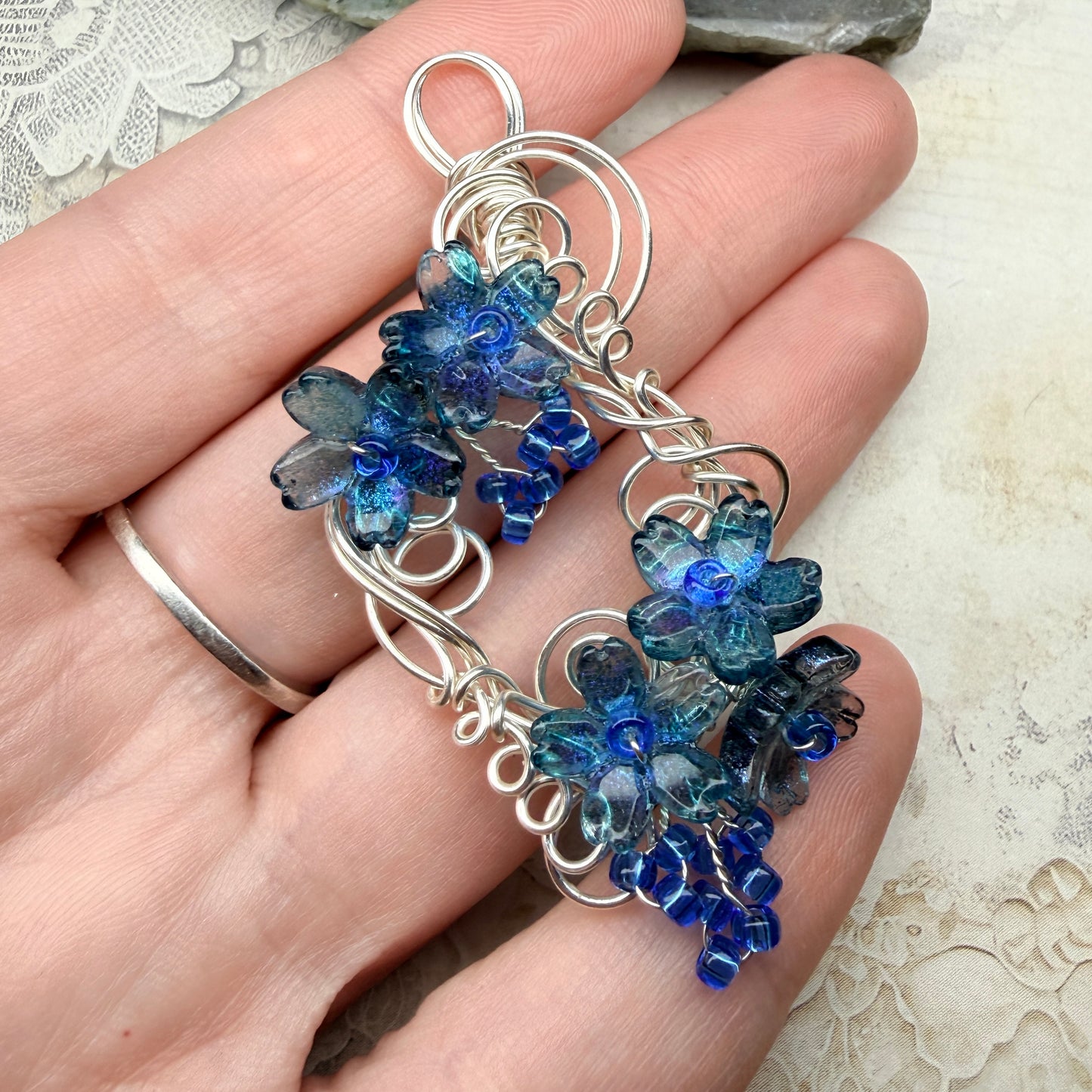 under summer skies: blue floral pendant