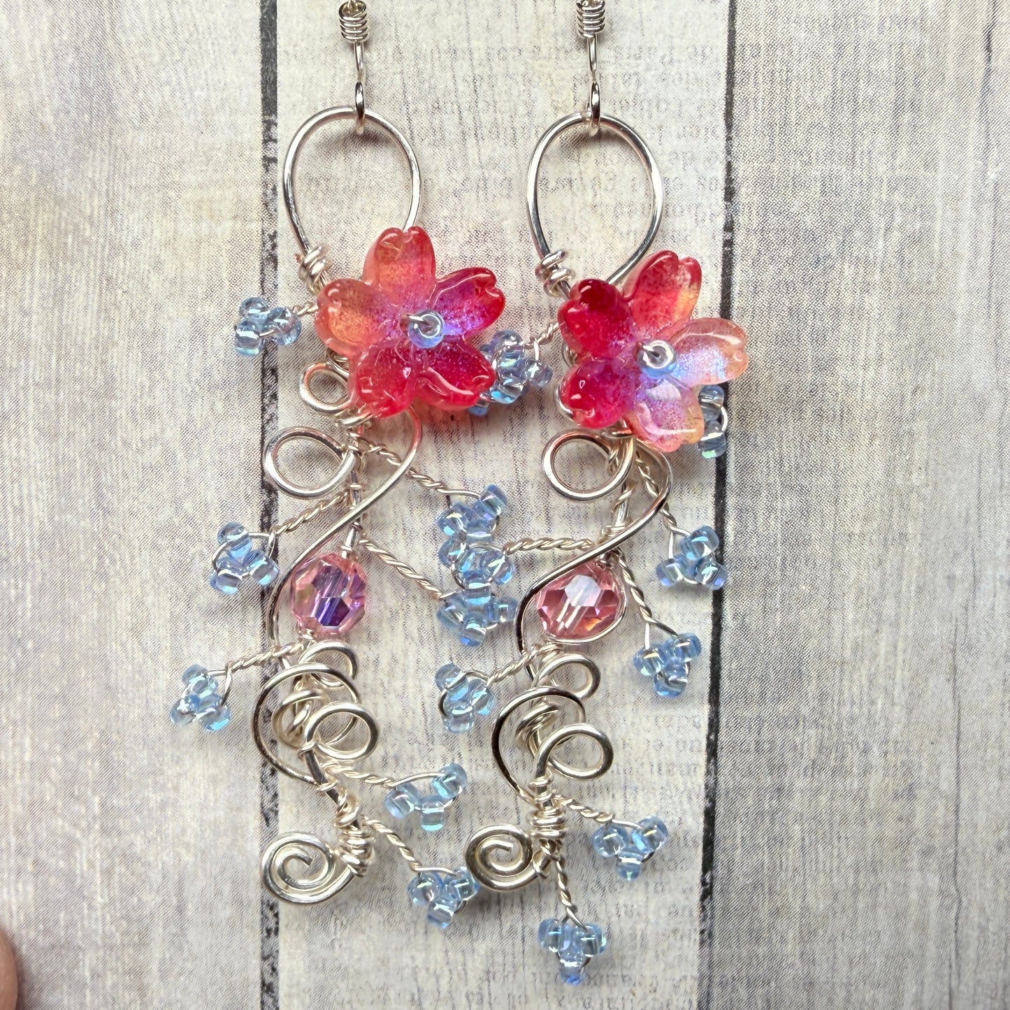 under summer skies: red floral earrings #2