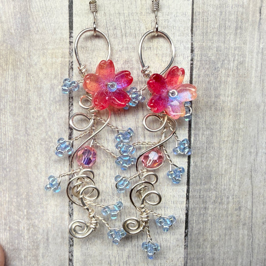 under summer skies: red floral earrings #2