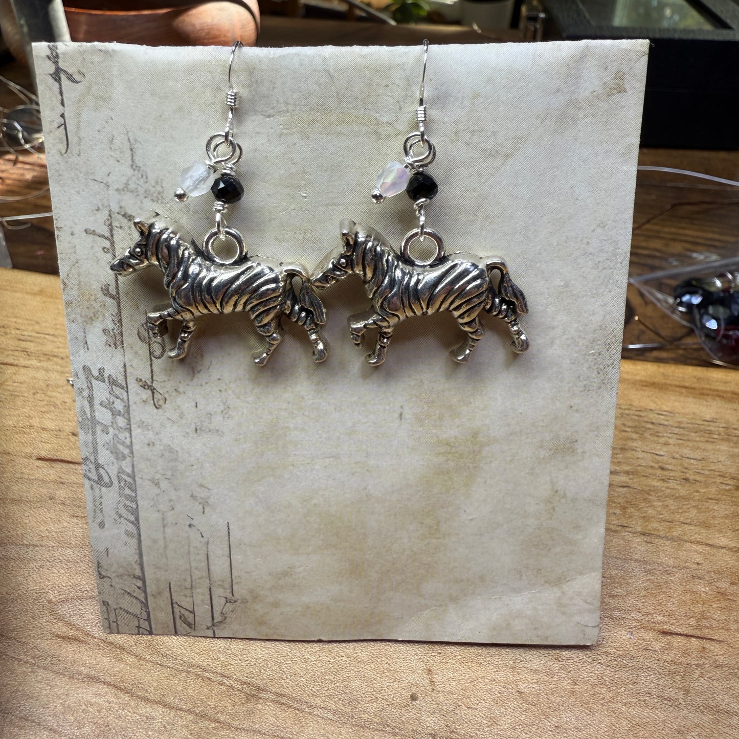 Custom zebra earrings