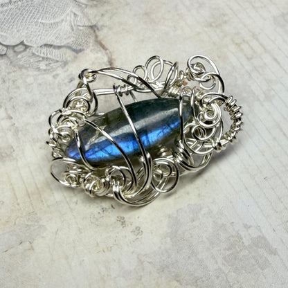 Labradorite broach - blue